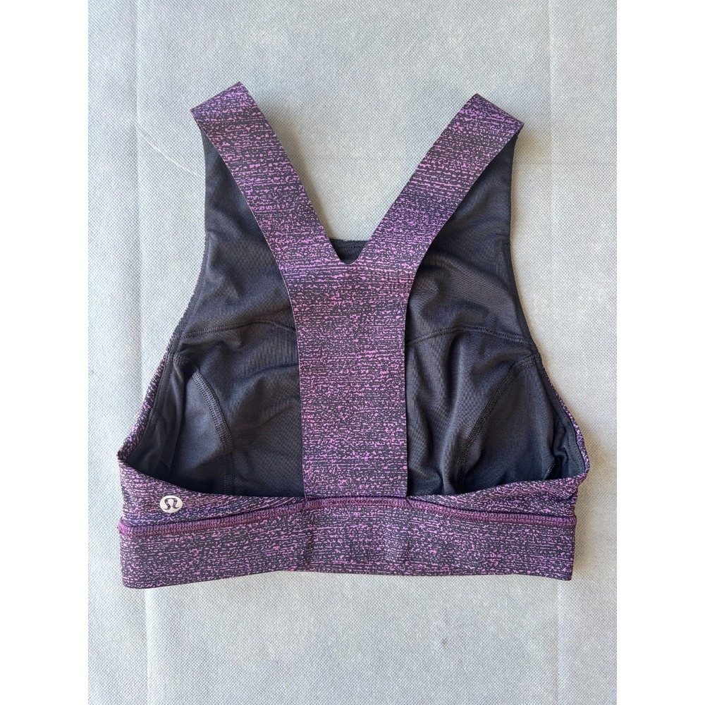 Lululemon Women's Purple/Black Racer Back High‎ Neck Yoga Sports Bra Size 2 - Picture 4 of 5